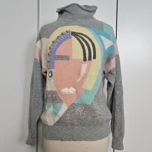 Vintage Tony Lambert multi colored pastel sweater, lambswool & Angora blend